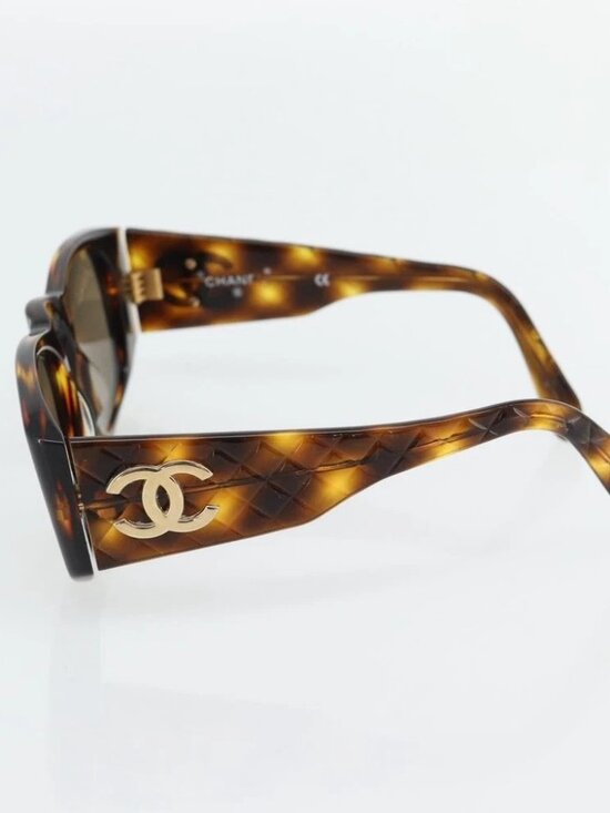 CHANEL Matelasse Sunglasses plastic Brown CC Auth 181242 main image 3